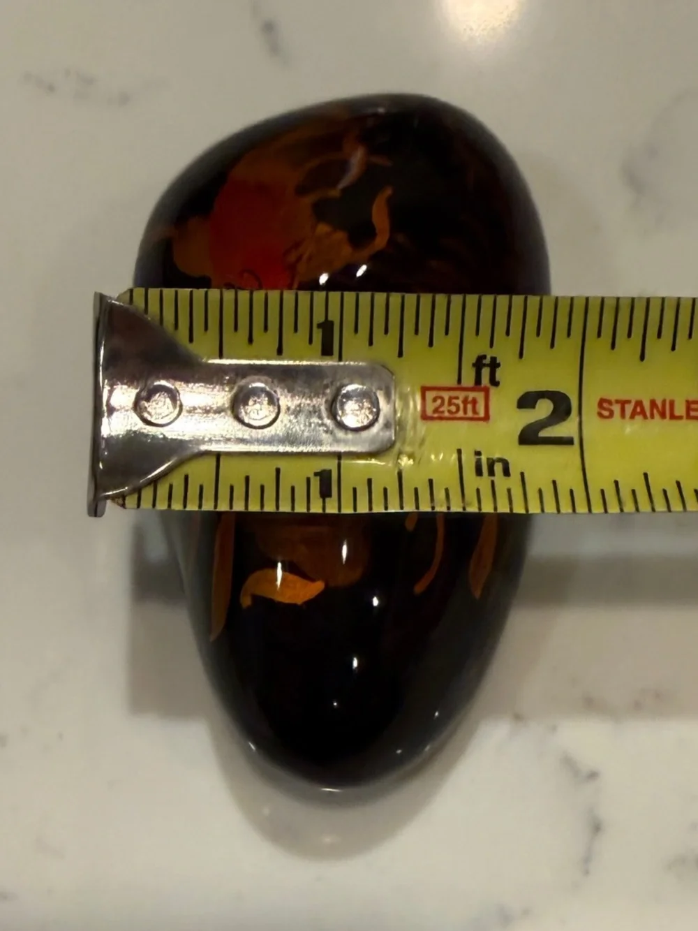 Paperweight Orange Koi on Black Laquered Stone Vietnam Hand Painted Vintage